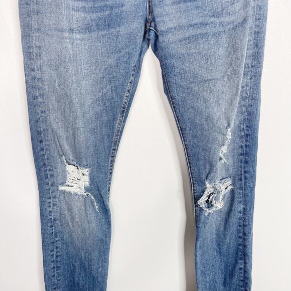 Rag & Bone Womens 27 Blue Skinny Leg with Raw Angled Fray Hem in Commodore Wash - Picture 4 of 13